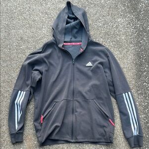 Adidas Gray Hoodie with Red Accents